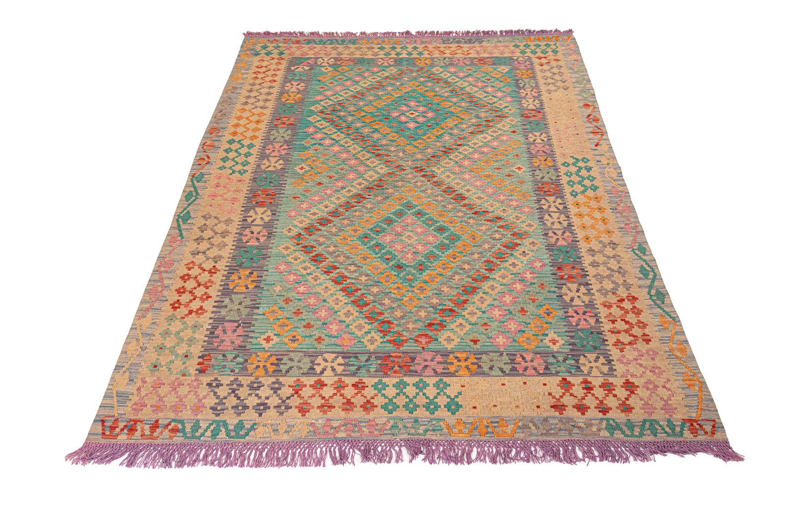 Alfombra Kilim Maimana Afganistán 1,85 x 2,53 - Imagen 1