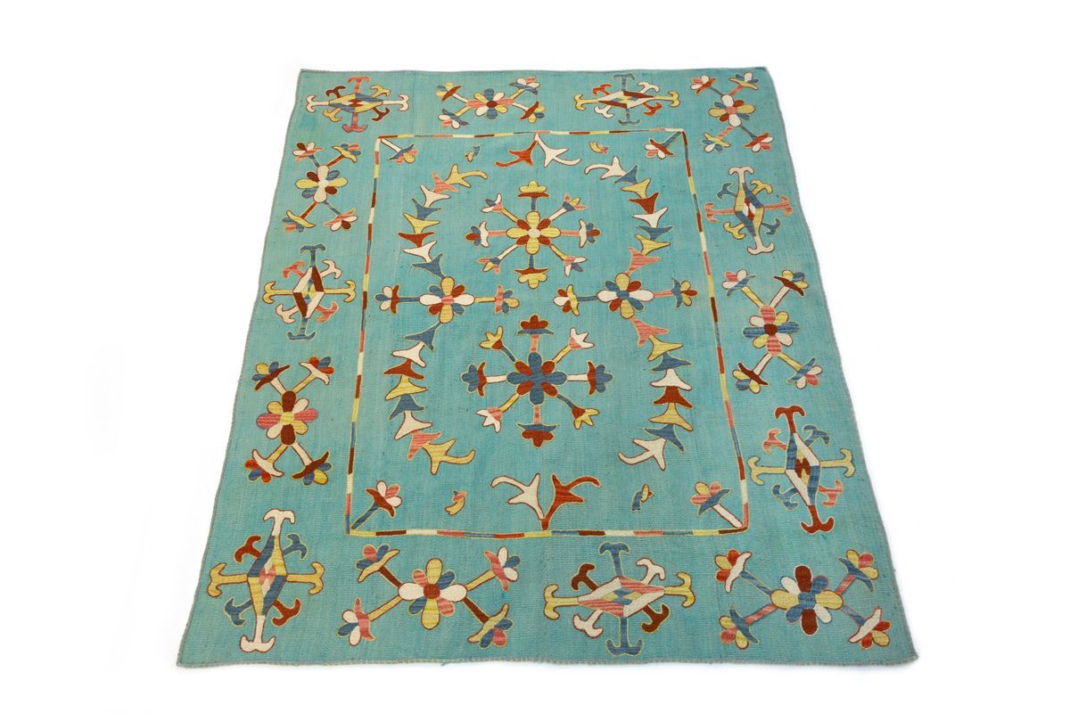 Alfombra Kilim Qardingula Turquesa 1,92 x 2,22 - Imagen 1